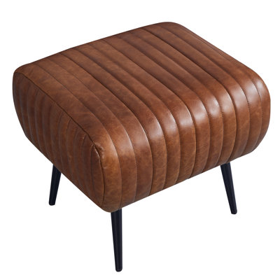 Marquette Top-Grain Leather Ottoman
