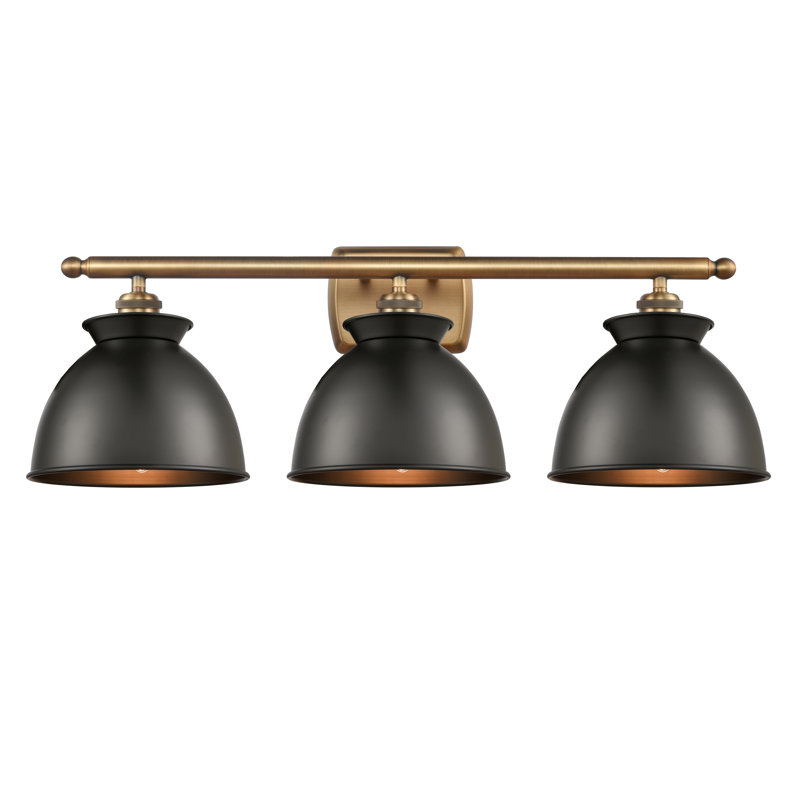 Éclairage pour meuble-lavabo à intensité variable 3 lumières Erastus, Ampoule incandescente rétro de 60 watts, Noir mat