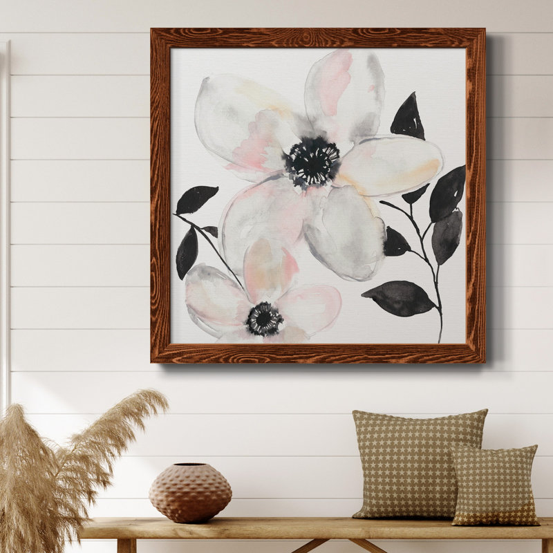 «Black & Blush Anemone II», art mural sur toile, H 17 po x l 17 po x P 1,5 po, Érable
