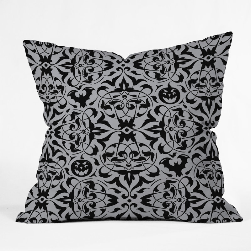 Coussin décoratif Heather Dutton, 16 po x 16 po, Gris / noir