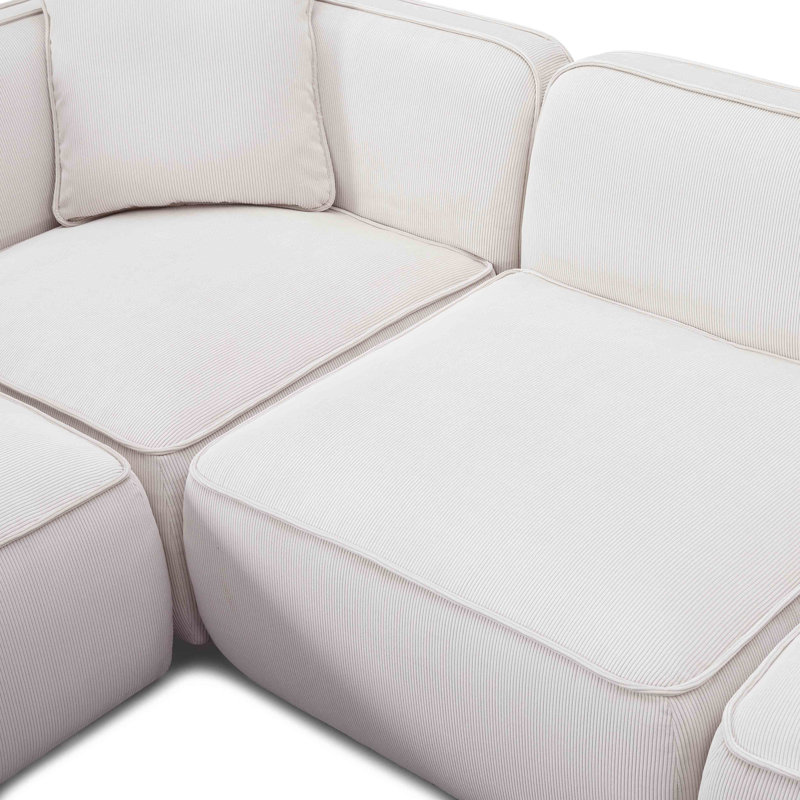 Canapé modulaire en velours côtelé Tov Furniture Travie, Velours sable blanc