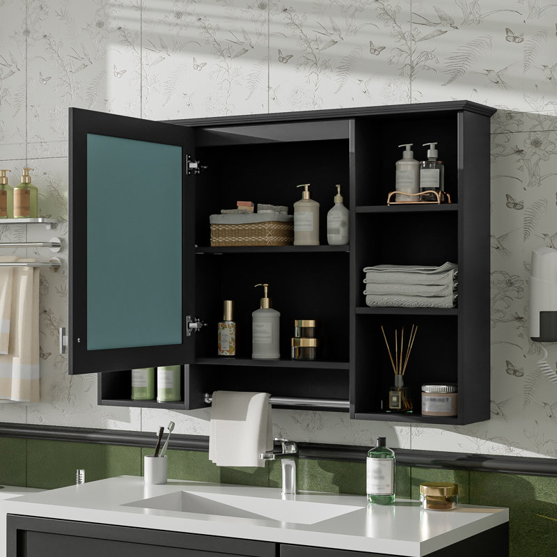 Armoire de toilette 3 en 1, armoire à pharmacie murale de 42 pouces avec tablette réglable et porte à fermeture en douceur, miroir haute définition avec rangement pour meuble-lavabo de salle de bain