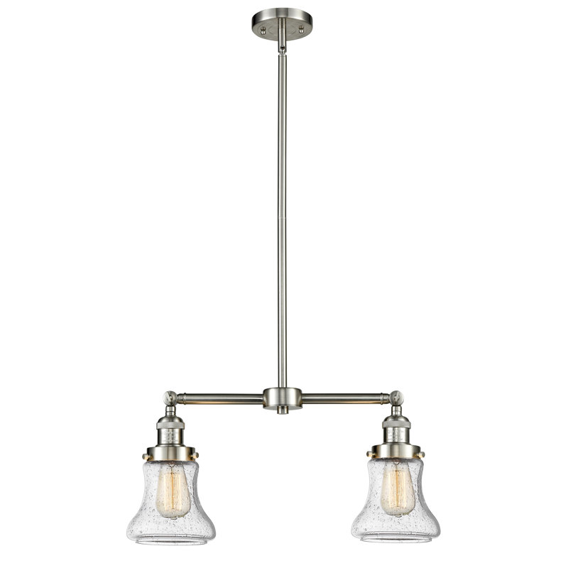 Edda 2 - Light Kitchen Island Pendant, Seedy, 6 Watt Vinage LED Bulb, Brushed Satin Nickel