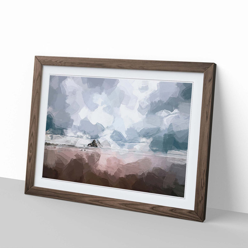 Beach in Sopelana Spain in Abstract - Picture Frame Photograph Print, 27cm H x 36cm W x 2cm D, Walnut Framed