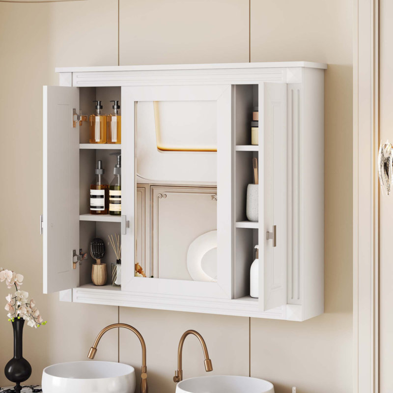 Bathroom Wall Cabinet With Mirror, White