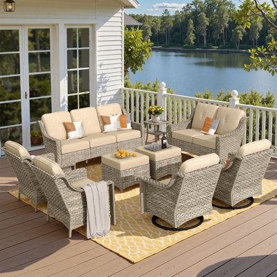 Porretto 9 - Person Patio Conversation Set with Cushions