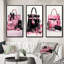 «Pink Fashion Bag Glamour», 3 pièces sur toile-331255433-331255434