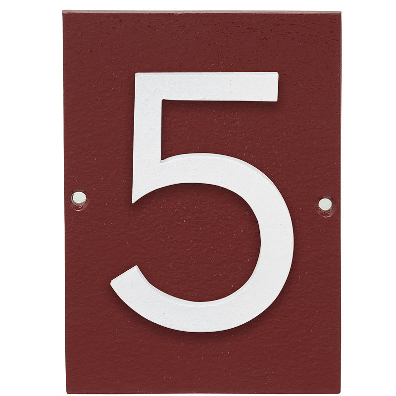 Plaque d’adresse murale sur 1 ligne flottante, Rouge brique, Blanc, Oui