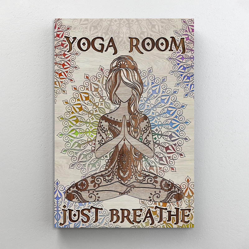 «Yoga Room Just Breathe», reproduction d'art graphique sur toile tendue, H 14 po x l 11 po x P 1,25 po