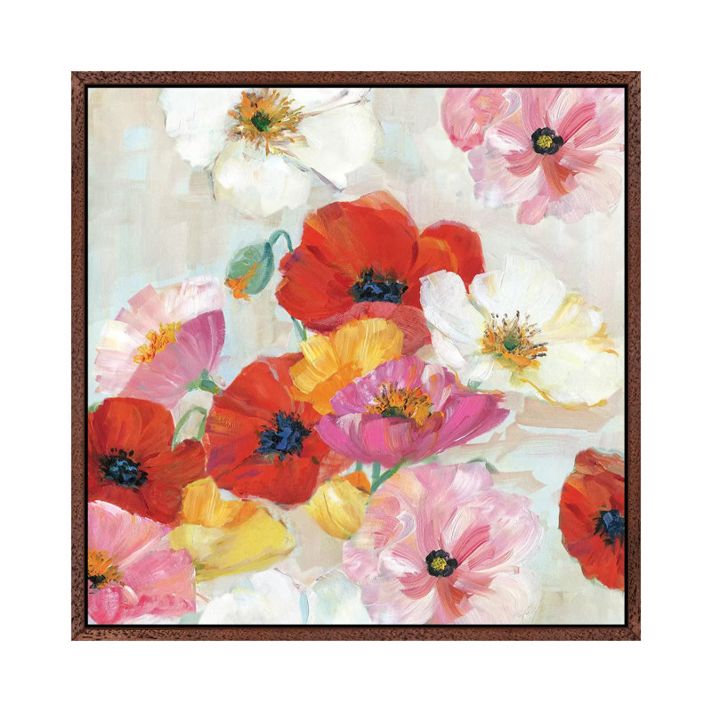 Confetti Flowers II 1 Piece Wall Art on Canvas, 93.98 cm H x 93.98 cm W, Classic Wood Framed