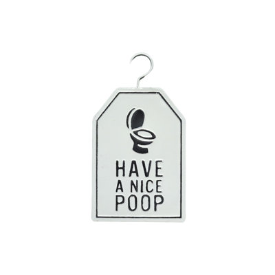 VIP Metal 10.04 in. White Embossed Bathroom Sign with Hanger