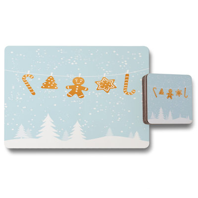 Fenton Polyester Coated Hardwood, Polyester, Wood No Pattern Rectangle Placemat, Coaster