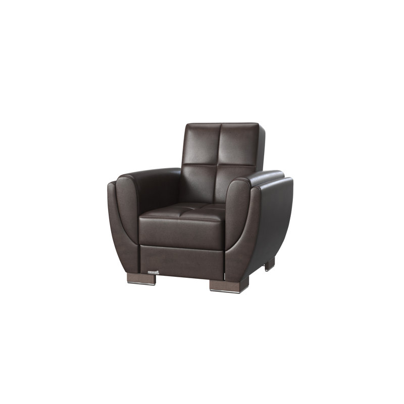 Fauteuil club en cuir Vegan, Brun