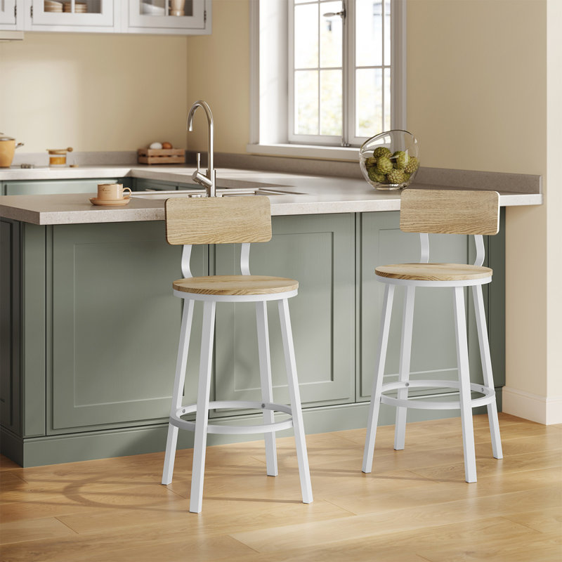 Anginette Counter Stool with Metal Frame, Oak/White