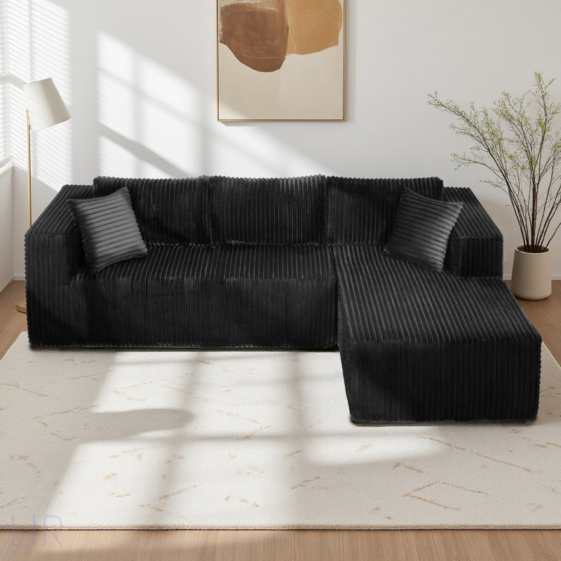 105 Inch L-Shaped Modular Compression Sofa, Plush Upholstery, All-Foam Structure, Vacuum-Packed, Space-Saving For Living Room And Bedroom