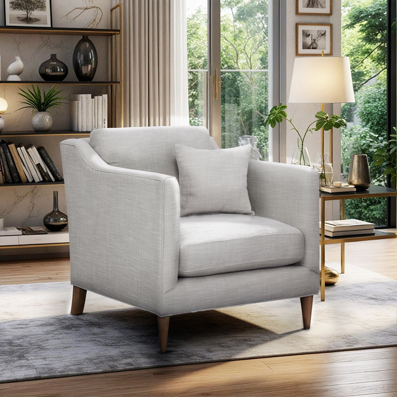 Taelan 36"W Upholstered Accent Armchair, Removable Cushion, Wood Legs