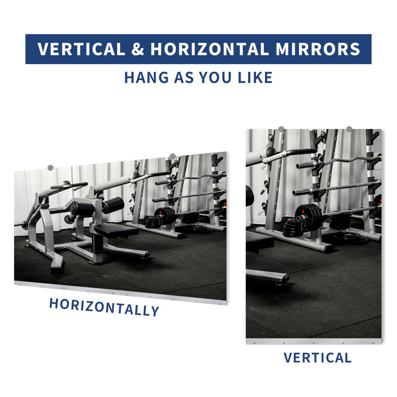 Oversized Home Gym Mirror for Wall, Frameless Rectangle Full Length Wall Mirror, 84" x 46", 1