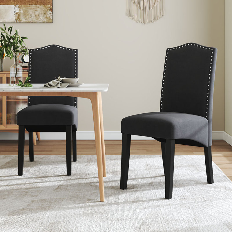 Eatonville Set of 2 Velvet Upholstered High Back Dining Chairs