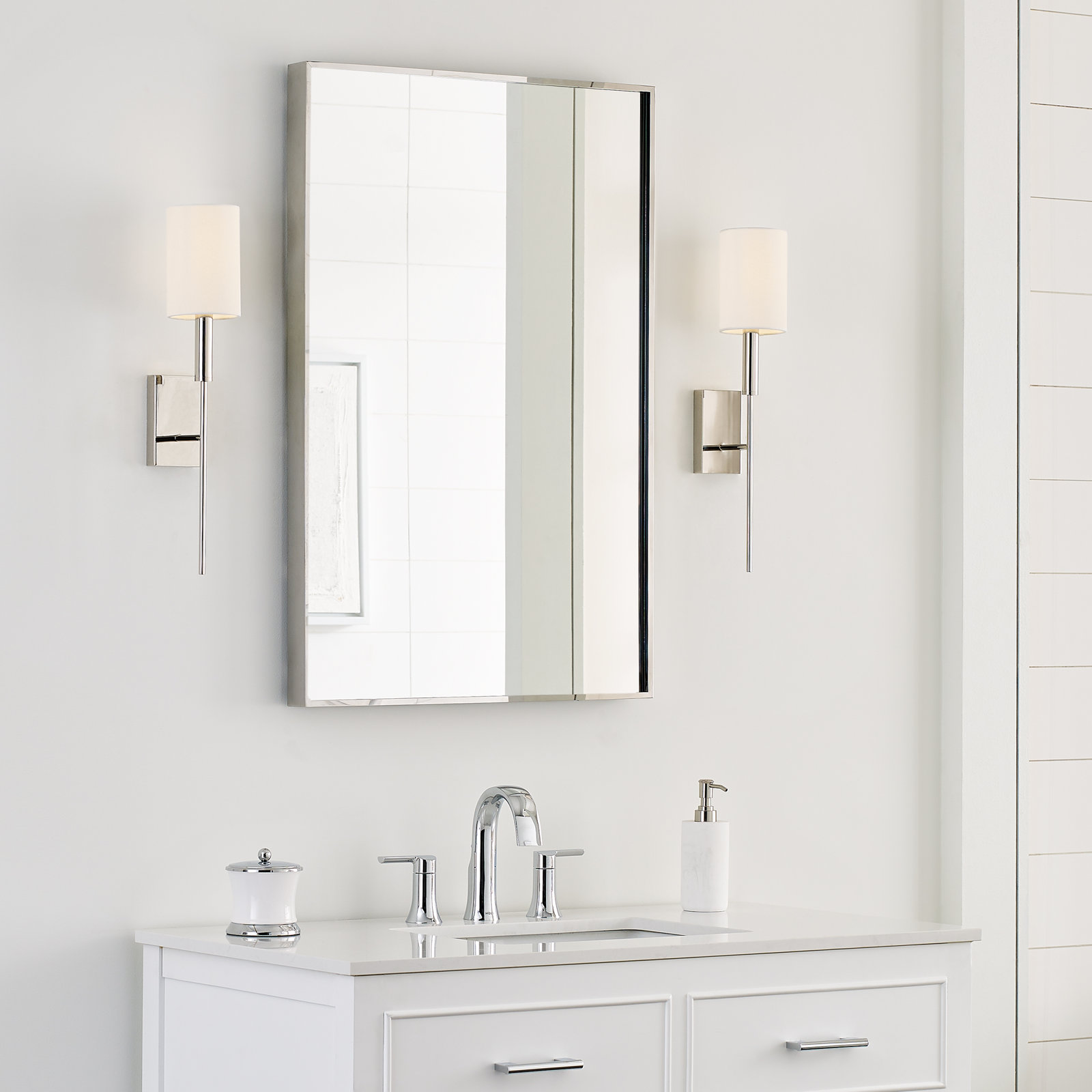 Tedder Single Light Wallchiere, Polished Nickel