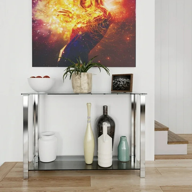 Schwenzer 43.25'' Glass Top Console Table