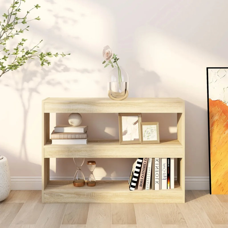 Jamarri Room Divider Bookcase, (2 Shelves) 72cmH x 100cmW x 30cmD, Sonoma Oak