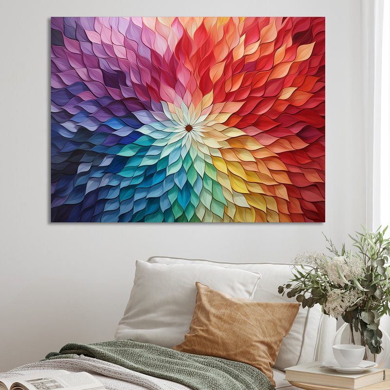 Multicolore Op Art, illusions symétriques sur toile, H 16 po x l 32 po x P 1 po, Toile tendue