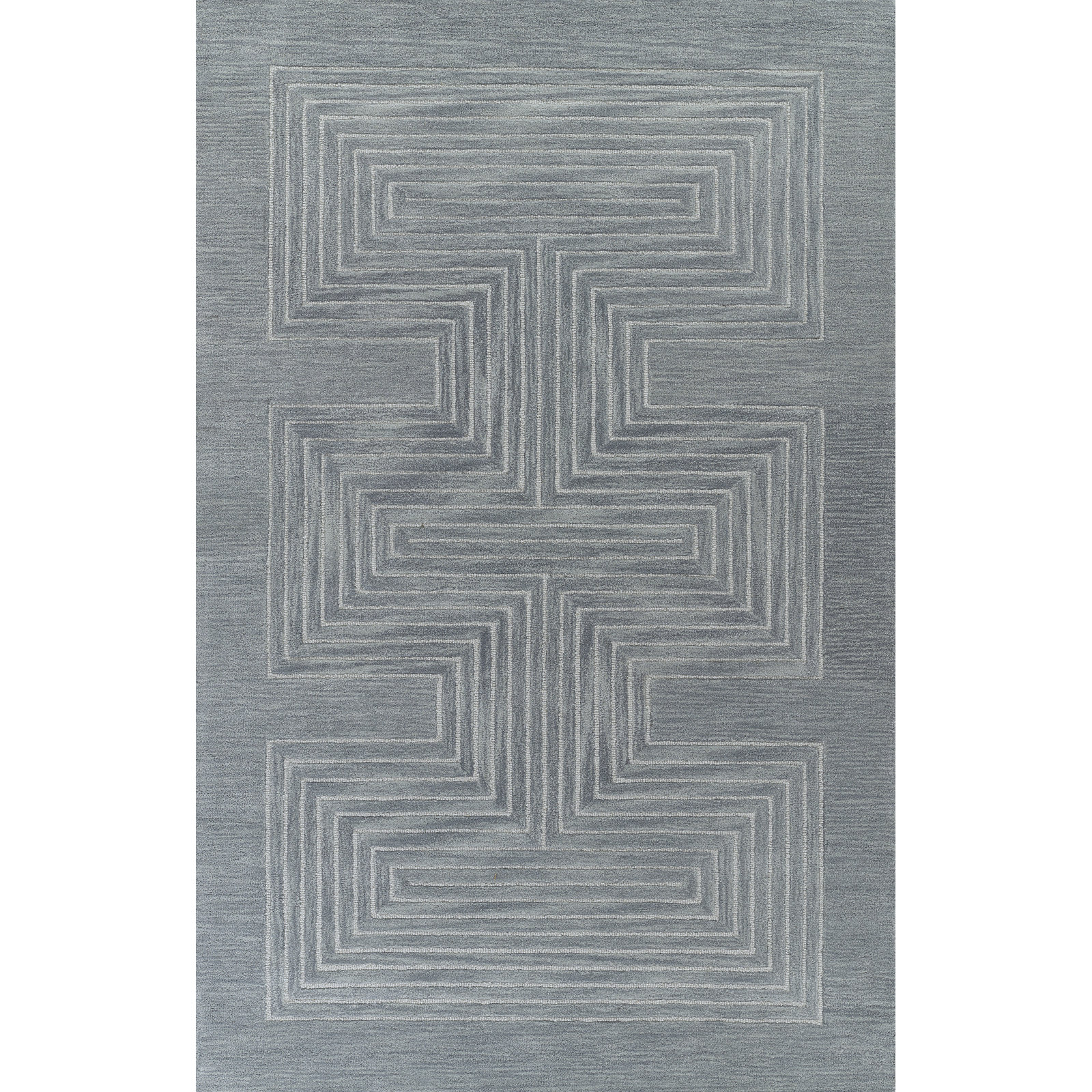 Orlie Copper Hand-Tufted Geometric Wool Rug, Rectangle 9' x 12', Blue