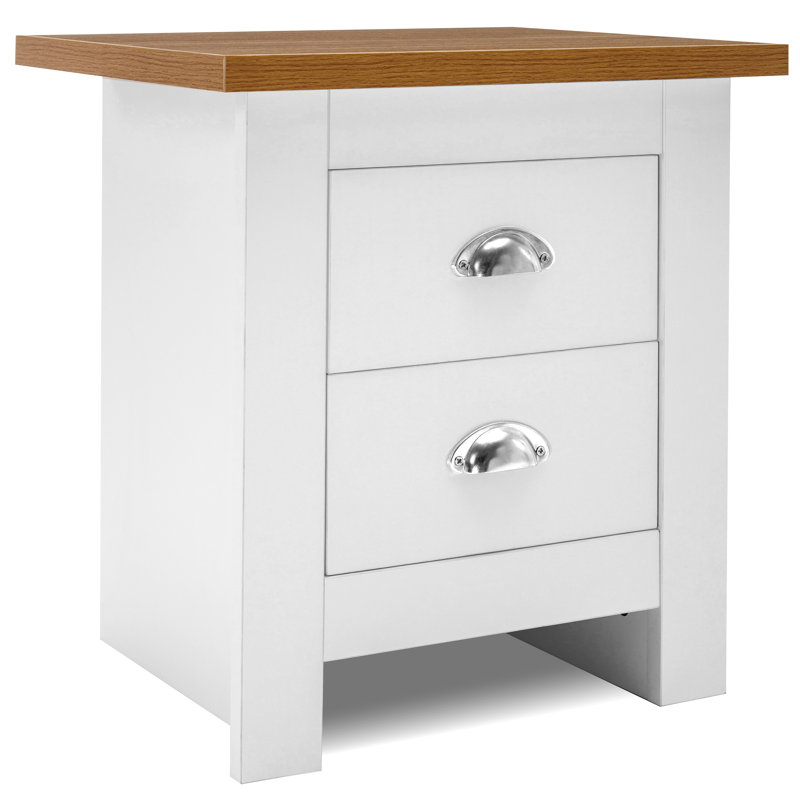 Orval 45 cm W Bedside Table, White/Oak