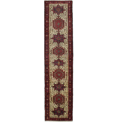 One-of-a-Kind 2'9" X 11'10" 1980s Runner Wool Area Rug in Ivory