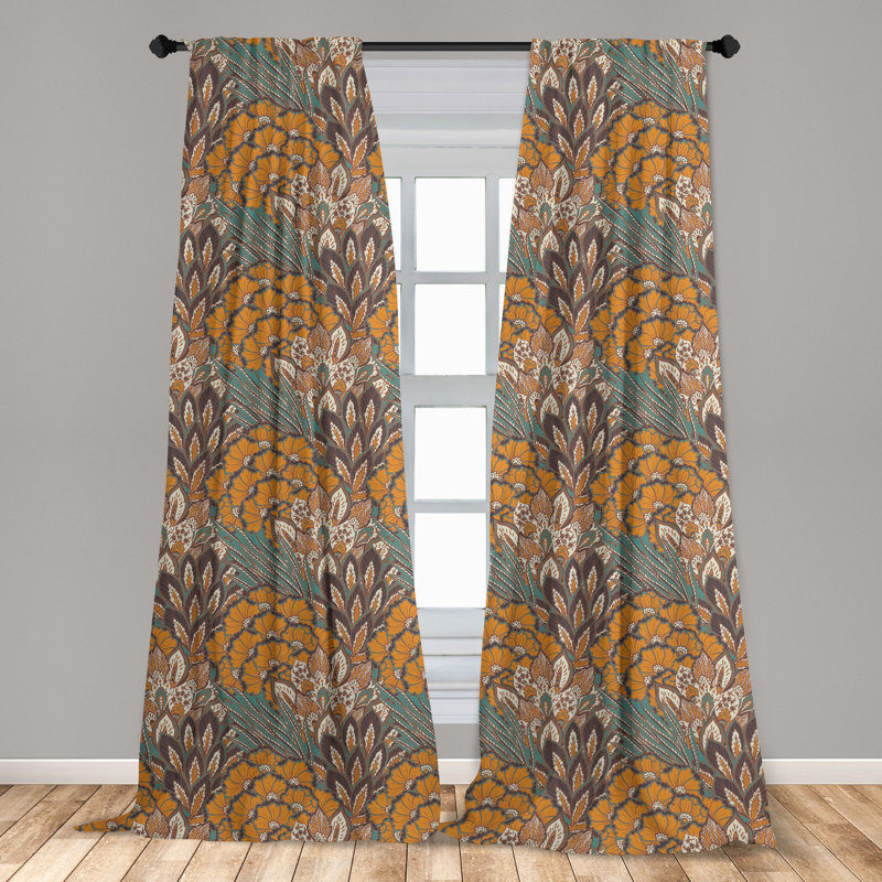 Floral Semi-Sheer Rod Pocket Curtain Panels, 28" x 63"