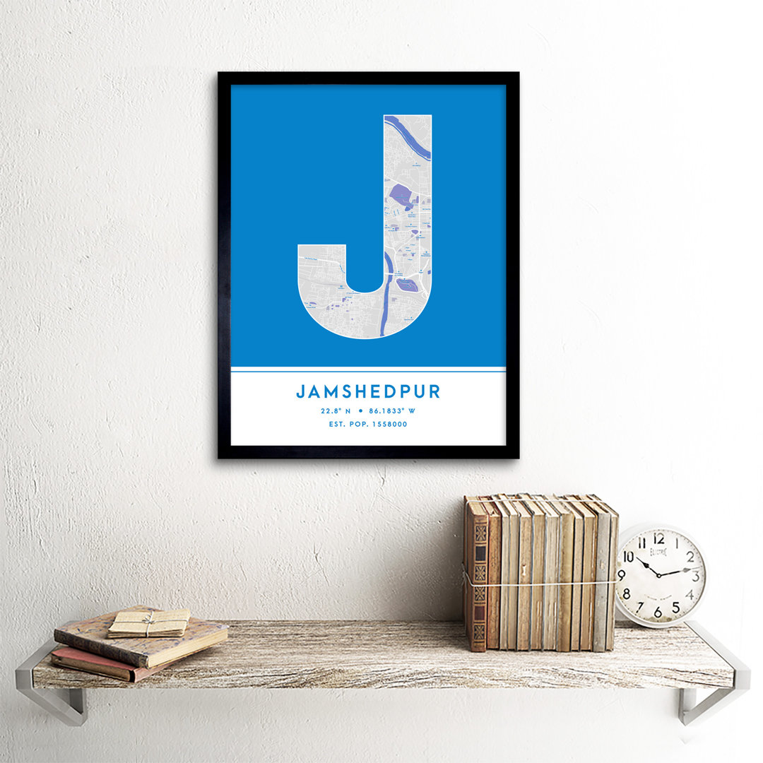 Jamshedpur City Map Jamshedpur Blue by Wee Blue Coo - Single Picture Frame Typography