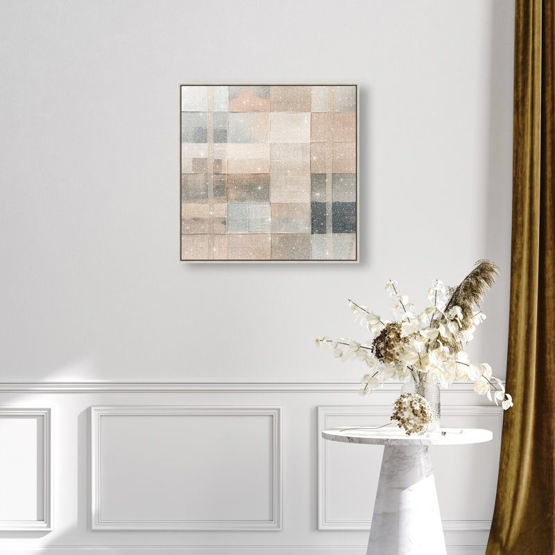Minimalist Mesh Canvas Abstract Print by Oliver Gal, Black Frame, 12 x 12, 25"H x 25"W, Silver Frame