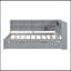 Lit de jour double en bois avec lit gigogne simple, lit de jour avec tablette de rangement et ports de chargement USB-1306843813