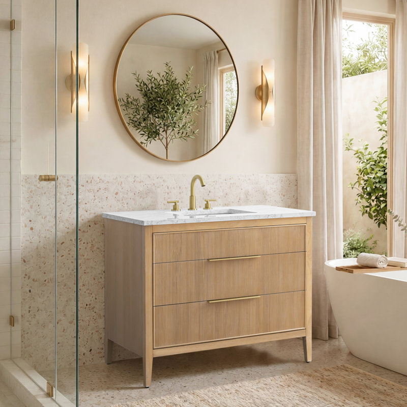 Emma 42" W Single Vanity, Classic Oak