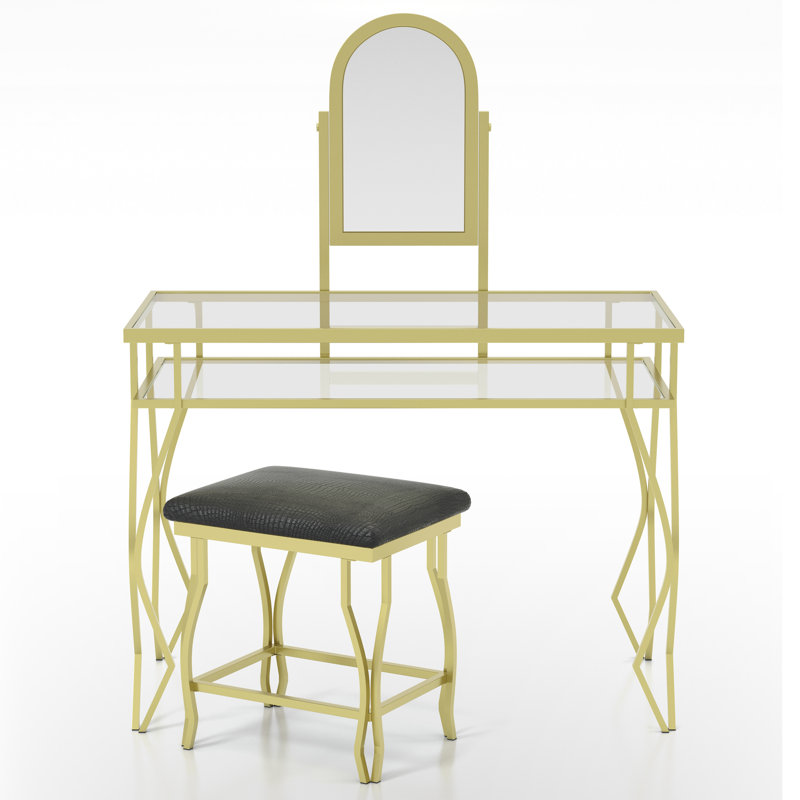 Ensemble de meuble-lavabo 3 pièces Edda, Champagne doré
