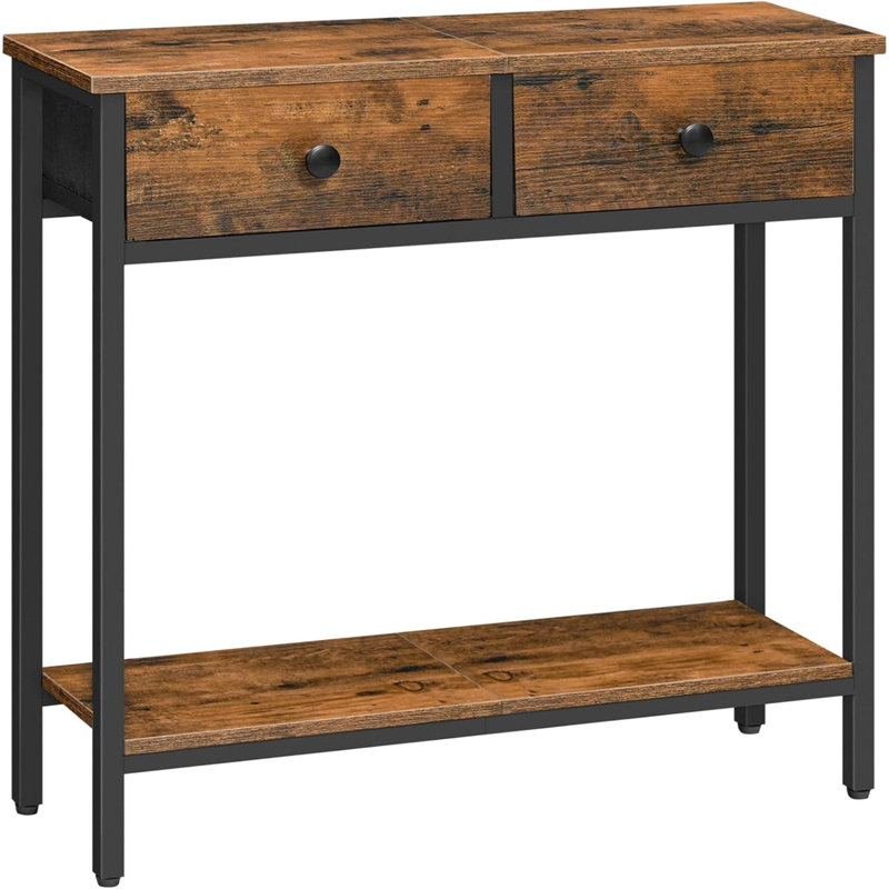 Narrow Console Table With 2 Fabric Drawers Entryway Table With 2 Tier Storage  Thin Sofa Table Side Table For Living Room Hallway Rustic BF71XG01
