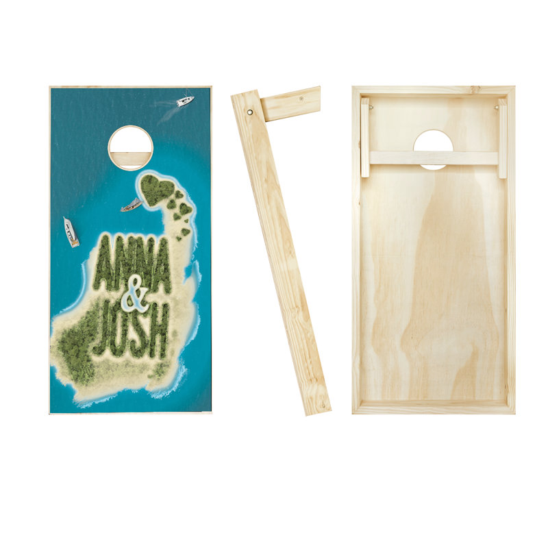 Ensemble de cornhole en bois massif 2 'x 4' avec sacs, Rouge / jaune