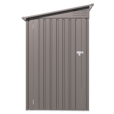 4 Ft. W X 9 Ft. D Metal Shed With Sloping Roof, 2 Vents And 1 Side Open Door,Outdoor Storage Sheds In Gray (34 Sq. Ft.)