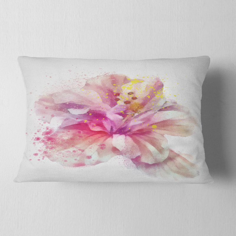 Coussin décoratif à imprimé floral belle fleur rose, Rectangulaire, 12 po x 20 po