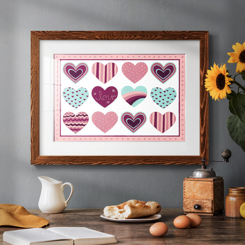 Collection Sweet Valentine A - Art mural mat et encadré sous verre acrylique, grand salon, Érable
