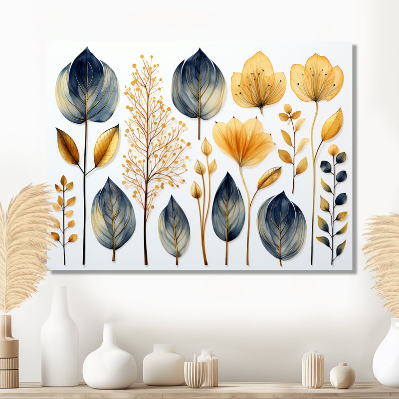 «Collage Dried Autumn Botanicals - Leaves», art mural, Métal métal, H 34 po x l 44 po x P 1,5 po
