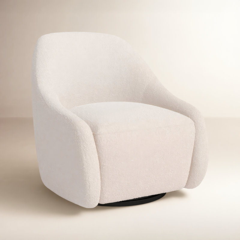Levi Boucle Swivel Barrel Chair, Knoll Sand