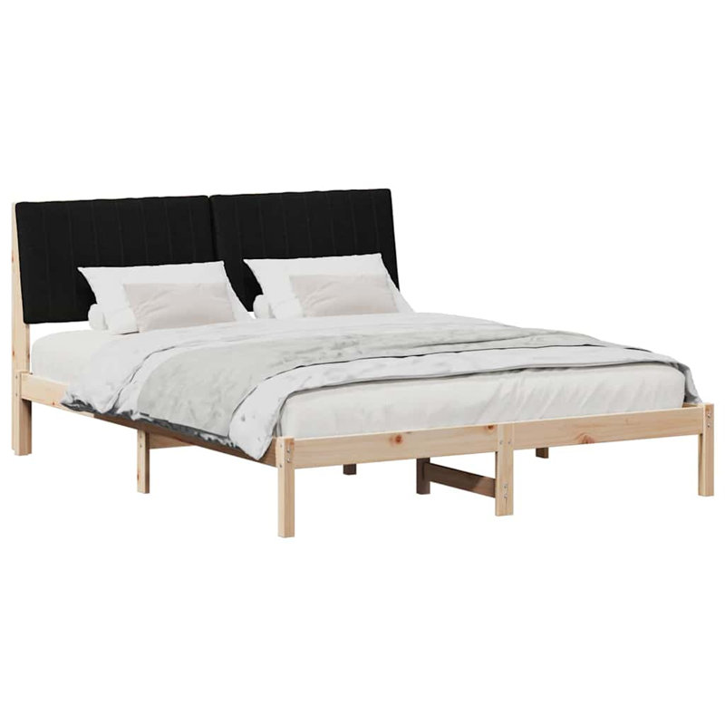 Solid Wood Bed Frame, European Double (135 x 190 cm), Brown/Black