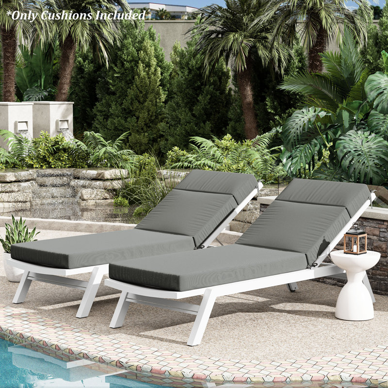 Outdoor Chaise Lounge Chair Cushion,72"X21"X4", 2, Light Gray