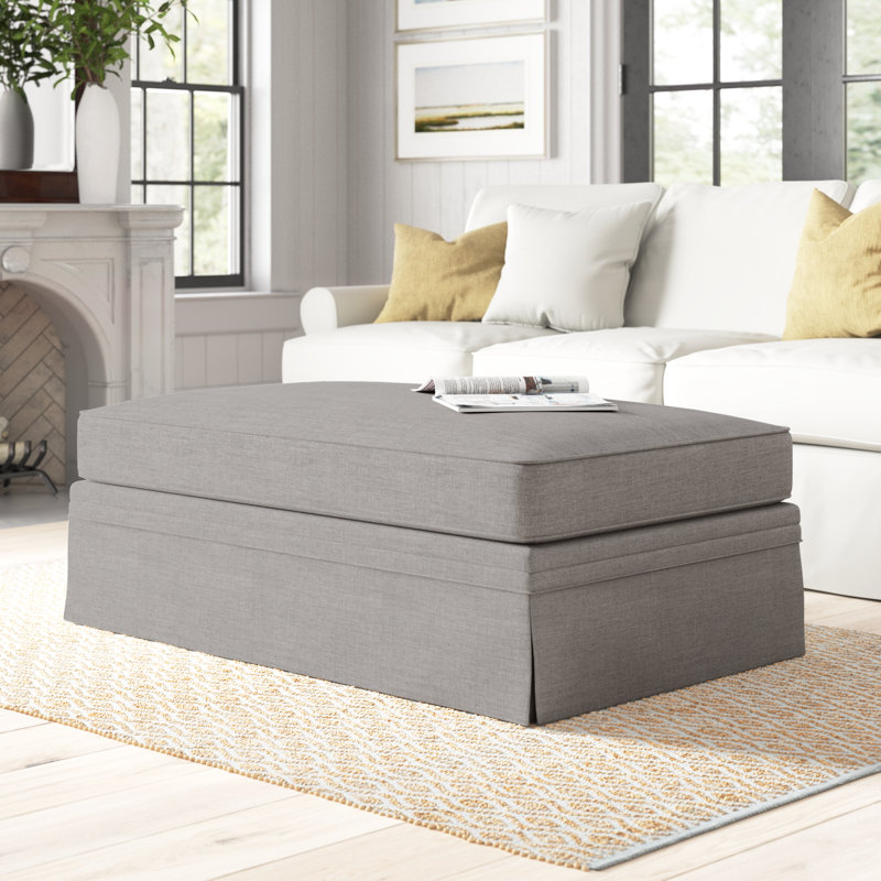 Shelby Upholstered Storage Ottoman, Cast Silver Sunbrella®