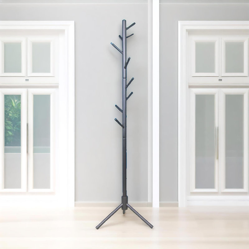 Sparacino 8 - Hook Adjustable Coat Stand Free Standing Hallway Entryway Furniture, Black
