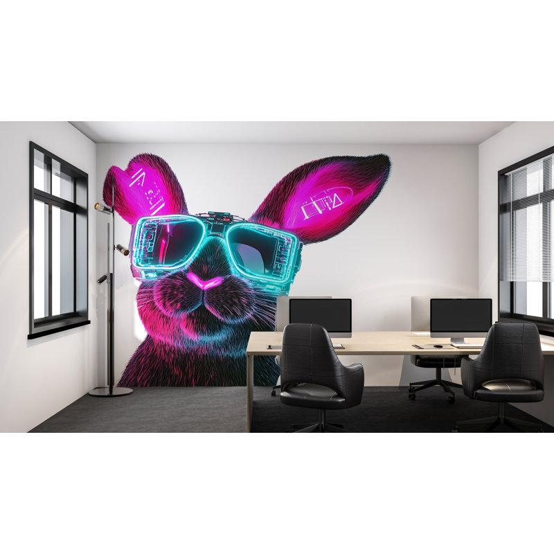Décoration murale néon lapin Cyberpunk, décor futuriste 372Mv, H 24 po x l 13 po