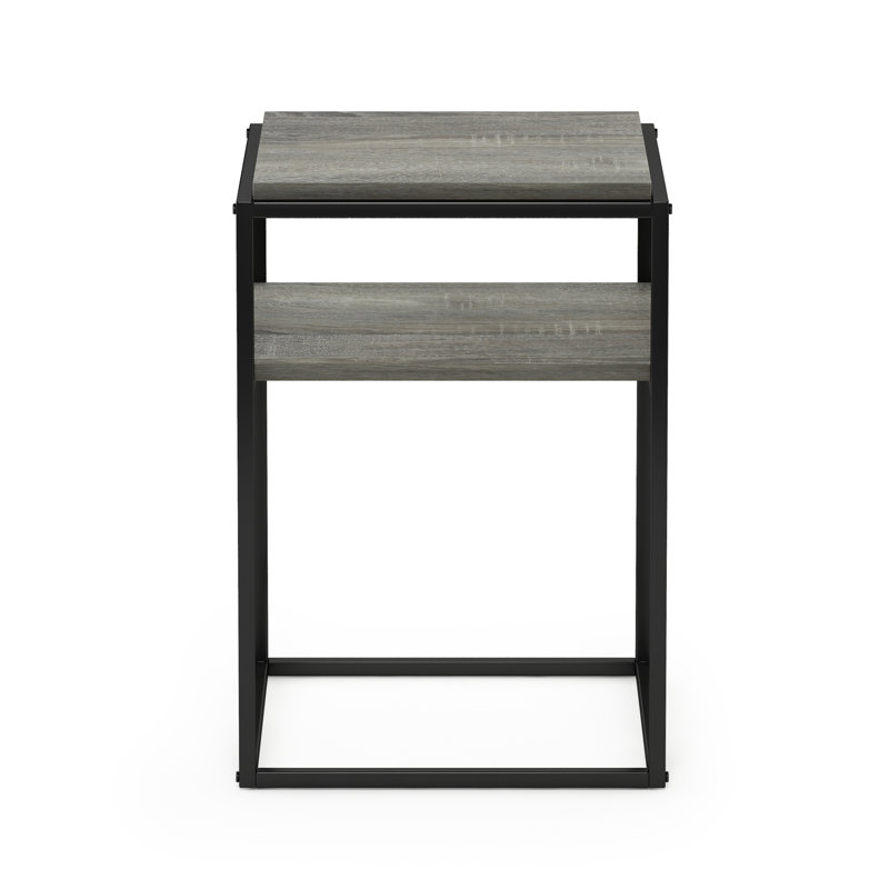 Emilda 38.2cm W Metal Shelving Unit, French Oak Grey/Black