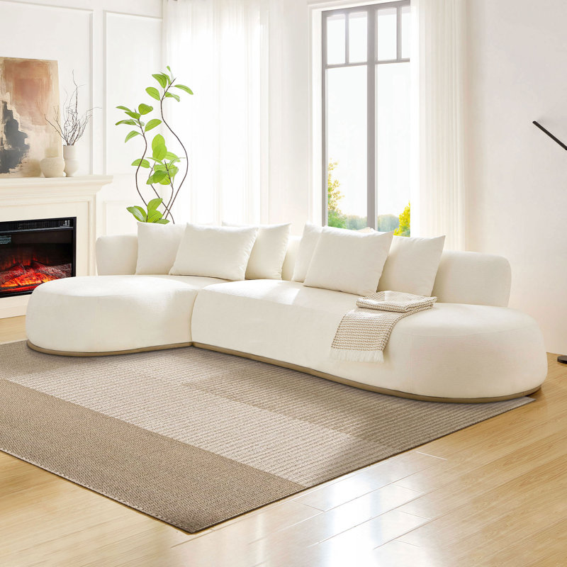 Canapé modulaire en L surdimensionné de 134,63 po avec méridienne gauche et siège profond pour salon, Left Hand Facing, Beige