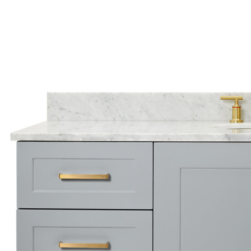 ARIEL TAYLOR 61 IN SINGLE RECTANGLE SINK VANITY, Gray, Oval, 60 Single Central